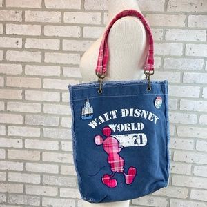 Disneyland resort Mickey Mouse denim bag with pins